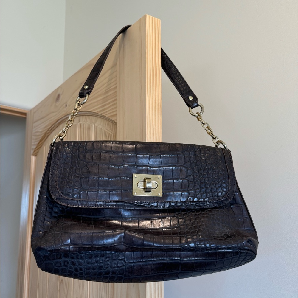 Liz Claiborne Brown Crocodile Shoulder Bag/Purse